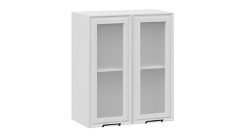 Шкаф навесной c двумя дверями со стеклом Белладжио Белый, Фон белый