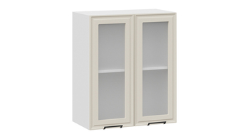 Шкаф навесной c двумя дверями со стеклом Белладжио Белый, Софт панакота