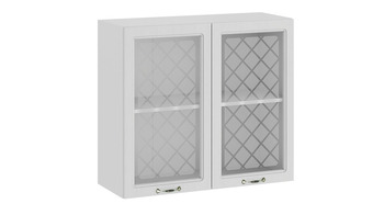 Шкаф навесной c двумя дверями со стеклом Бьянка Белый-Дуб белый