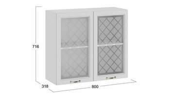 Шкаф навесной c двумя дверями со стеклом Бьянка Белый-Дуб белый