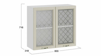 Шкаф навесной c двумя дверями со стеклом Бьянка Белый-Дуб ваниль