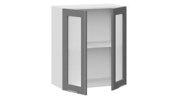 Шкаф навесной c двумя дверями со стеклом Кимберли Белый, Титан