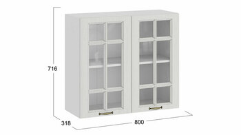 Шкаф навесной c двумя дверями со стеклом Лина Белый-Белый