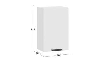 Шкаф навесной c одной дверью Детройт исп. 2 Белый, Белый глянец
