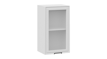 Шкаф навесной c одной дверью со стеклом Белладжио Белый, Фон белый