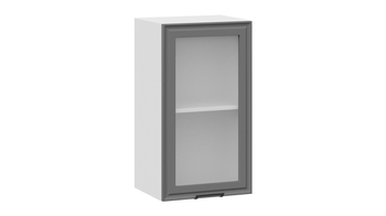 Шкаф навесной c одной дверью со стеклом Белладжио Белый, Софт графит