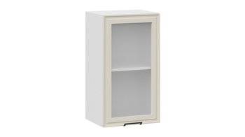 Шкаф навесной c одной дверью со стеклом Белладжио Белый, Софт панакота