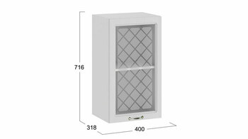 Шкаф навесной c одной дверью со стеклом Бьянка Белый-Дуб белый