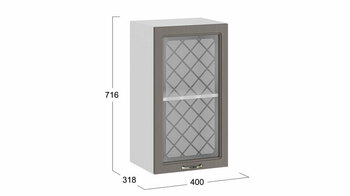 Шкаф навесной c одной дверью со стеклом Бьянка Белый-Дуб серый