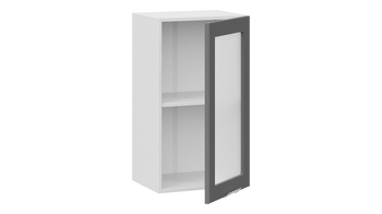 Шкаф навесной c одной дверью со стеклом Кимберли Белый, Титан