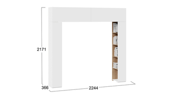 Шкаф навесной со стеллажами Порто 366 Белый Жемчуг, Яблоня Беллуно, Белый софт