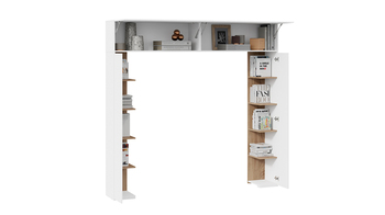 Шкаф навесной со стеллажами Порто 366 Белый Жемчуг, Яблоня Беллуно, Белый софт