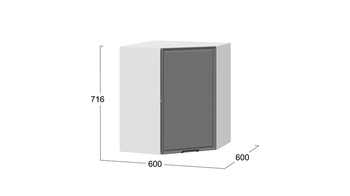 Шкаф навесной угловой Белладжио Белый, Софт графит