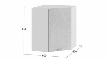 Шкаф навесной угловой Гранита Белый-Бетон снежный