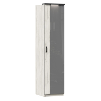 Шкаф Техно одностворчатый с комбинированной дверью Дуб Крафт белый-Серый шифер