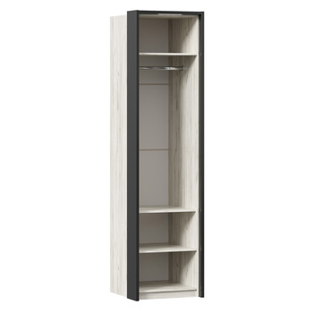 Шкаф Техно одностворчатый с комбинированной дверью с паспарту Дуб Крафт белый-Серый шифер