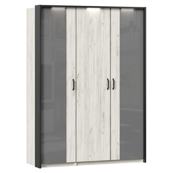 Шкаф трехстворчатый с комбинированными дверями с паспарту Техно Дуб Крафт белый