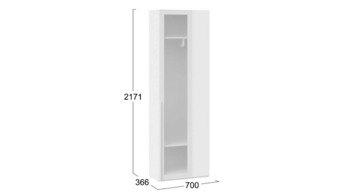 Шкаф угловой 366 с 1 дверью со стеклом Порто Белый Жемчуг-стекло сатин белое