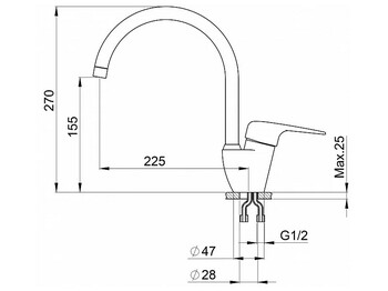 Смеситель кухонный Granula 1024 алюминиум