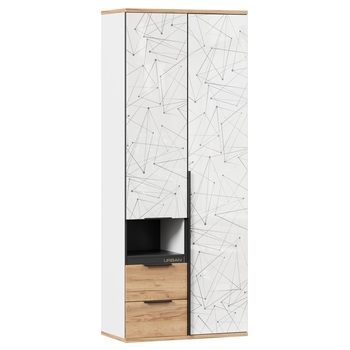 Стеллаж со шкафом комбинированным Урбан Белый-Дуб Золотой