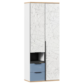 Стеллаж со шкафом комбинированным Урбан Белый-Капри Синий