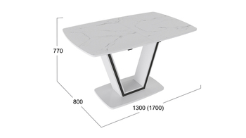 Стол обеденный Дели Тип 1 Белый глянец-стекло матовое белый мрамор