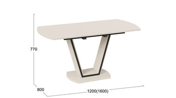 Стол обеденный Дели Тип 2 Бежевый софт, стекло матовое бежевое