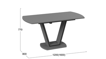 Стол обеденный Дели Тип 2 Серый софт, стекло матовое серое