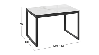 Стол обеденный Маркус Тип 1 Черный муар, стекло белый мрамор