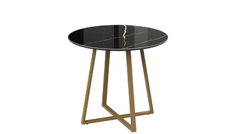Стол обеденный Милан Тип 1 Золотой муар, стекло глянцевое черный мрамор