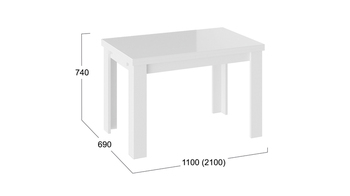 Стол обеденный Норман тип 1 Белый, стекло Белый глянец