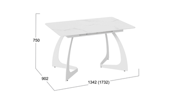 Стол обеденный раздвижной Конкорд Тип 2 Белый муар, стекло матовое белый мрамор