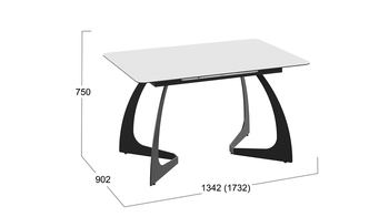 Стол обеденный раздвижной Конкорд Тип 2 Черный муар, стекло матовое белое