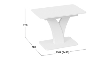 Стол обеденный раздвижной Люксембург Тип 2 Белый-стекло белое матовое