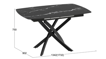 Стол обеденный раздвижной Манхеттен Т1 Черный муар, стекло матовое черный мрамор