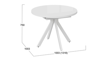 Стол обеденный раздвижной Стокгольм Тип 1 Белый муар, стекло глянцевое белое