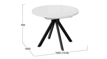 Стол обеденный раздвижной Стокгольм Тип 1 Черный муар, стекло глянцевое белое