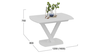 Стол обеденный Салерно Тип 1 Белый муар, стекло матовое белое