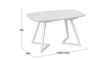 Стол обеденный TESCA 2 Белый муар, стекло матовое белое