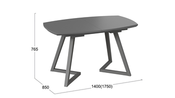 Стол обеденный TESCA 2 Графит, стекло графит матовое
