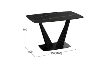 Стол раздвижной Фабио Тип 1 Черный муар, стекло матовое черный мрамор