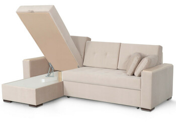 Угловой диван Монако 1 вариант 1 Бежевый велюр